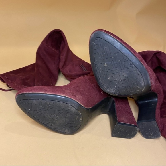 Unisa Burgundy Stilli Suede Over The Knee Boot Size 6 - Picture 11 of 12